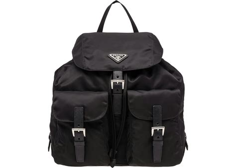 Prada Vela Backpack Black in Tessuto Nylon with Silver